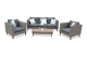 Brighton 4PC 3 Seater Garden Sofa Furniture Set  - Whitewash Grey