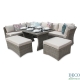 Luxury High Back 6PC Corner Sofa Dining Rattan Furniture Set - Inc. Oatmeal & Grey Cushion Covers - DECO alfresco