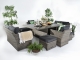9PC High Back Grand Sofa Cube Dining Rattan Furniture Set - Natural DECO alfresco