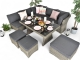 9PC Modular Corner Daybed Sofa Dining Rattan Furniture Set - Natural DECO alfresco