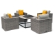 Bahamas Rattan 5PC Outdoor Sofa Set with Low Firepit Table- Oyster Grey