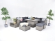 Brantwood 9PC Corner Dining Rattan Sofa Set with Multi-functional Table - Whitewash Grey