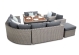 Grand Brantwood Luxury Modular Rattan Sofa Dining Set with Acacia Table  - 10PC - Whitewash Grey