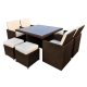 Cannes Rattan 8 Seater 120 x 120 Square Cube Set with Back Rest
