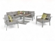 Bristol 6PC Square Adjustable Sofa Dining Set with Armchairs - Stone Grey