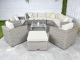 Grand Brantwood Rounded Corner Sofa Set - Whitewash Inc. Oatmeal & Grey Cushion Covers
