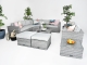 Grand Manchester 8PC Modular Rounded Corner Sofa Set - Oyster Grey - with Flat Rattan