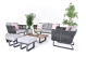 Hampton 6PC Aluminium Conversation Sofa Rope Set with wooden Acacia Table & 2 stools - Dark Grey