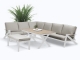Newcastle 6PC Garden Aluminium Corner Sofa Dining Set - Stone Grey