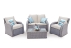 Nottingham 4PC High Back Rattan Sofa Set Whitewash - Inc. Oatmeal & Grey Cushion Covers