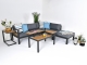 Oxford 5PC Outdoor Aluminium Corner Garden Sofa Set with Oak wooden finish - Rising Table