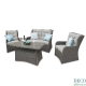 4PC Queens High Back Conservatory Set - Natural - Inc. Oatmeal & Grey Cushion CoversDECO alfresco