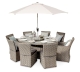 Richmond 8 Seater Rattan Oval Garden Dining Table Set - Whitewash Grey