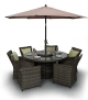 Richmond 6 Seater Rattan Round Table Dining Furniture Set - Mix Brown