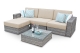 Sutton 5PC Rattan Corner Sofa Set Thick Cushions Whitewash - Inc. Oatmeal & Grey Cushion Covers
