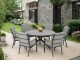 Weymouth 6 Seater X-Leg Round 140cm Garden Dining Table Set with High Back Chairs - Grey