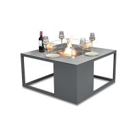 Harvard Aluminium Firepit Large 100cm Square Coffee Table - Grey
