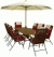 Royalcraft Livorno Stainless Steel Extension 6 Seater Set with Red Cushions