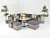 Manchester 10PC Modular Rattan Corner Sofa Daybed Set with Low Firepit Table - Whitewash Grey