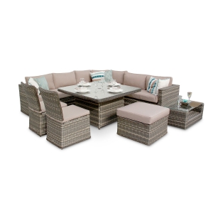 rattan curved dining set
