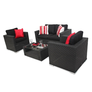 Garden Furniture Wicker Modus Bahia Sofa Set - Black Rattan Outdoor