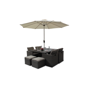 Rattan Cube Furniture Deluxe Garden Outdoor Set - Mix Brown 8 Seater