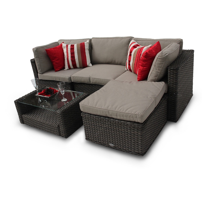 Manchester Rattan Furniture Modular Corner Garden 5PC Sofa  Set -Brown