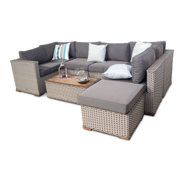 modular Garden Corner Sofa Set - Grey Whitewash