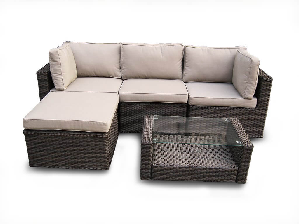 Manchester Rattan Furniture Modular Corner Garden 5PC Sofa Set Brown